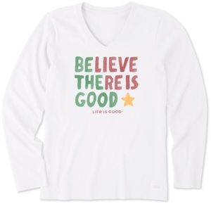 LIFE IS GOOD - WOMEN'S BE THE GOOD STAR LONG SLEEVE CRUSHER VEE